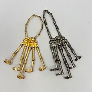 Lot of 2 Skeleton Hand Bracelet Rings Unisex OS Youth or Petite Gothic Halloween